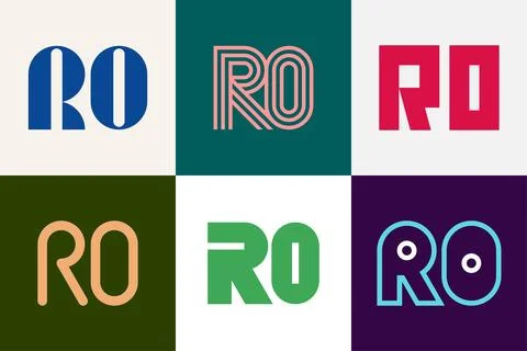 Set of letter RO logos Stock Illustration