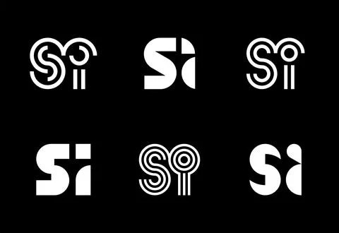 Set of letter SI logos Stock Illustration