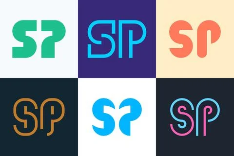 Set of letter SP logos Stock Illustration