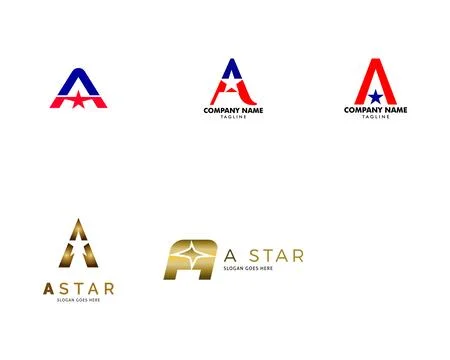 Set of Letter A Star Logo Icon Design Template Elements Vector 스톡 일러스트