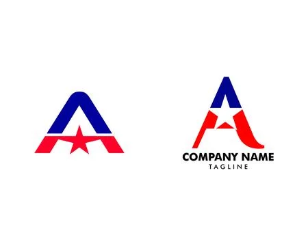 Set of Letter A Star Logo Icon Design Template Elements Vector Stock Illustration