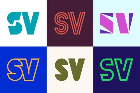 Set of letter SV logos Stock Illustration