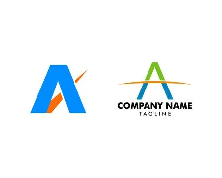 Set of A Letter Swoosh Logo Template Stock Illustration