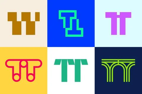 Set of letter TT logos Stock Illustration