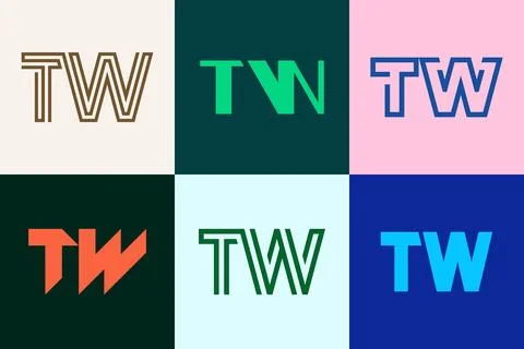 Set of letter TW logos Stock Illustration