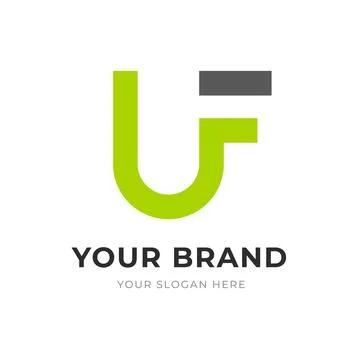 Set of Letter UF, FU, U, F Logo Design Collection, Initial Monogram Logo, M.. Stock Illustration