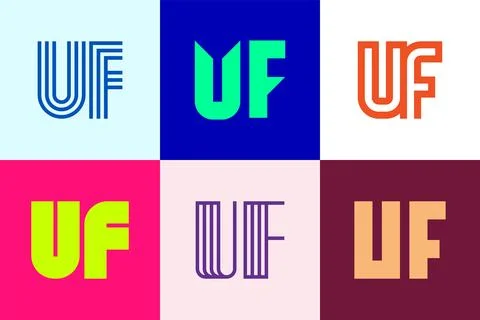 Set of letter UF logos Stock Illustration