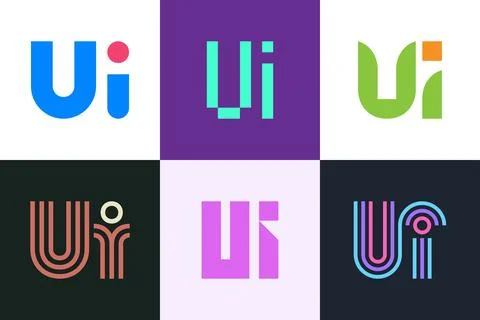 Set of letter UI logos Stock Illustration