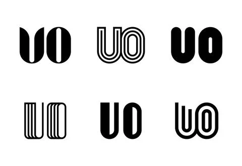 Set of letter UO logos Stock Illustration
