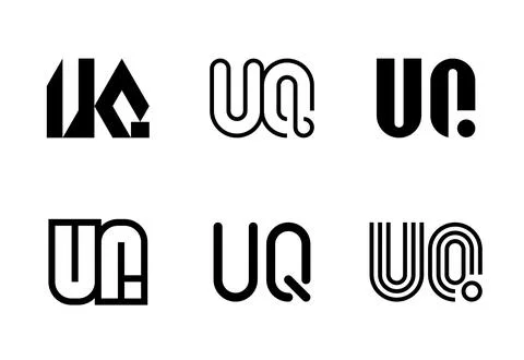 Set of letter UQ logos Stock Illustration