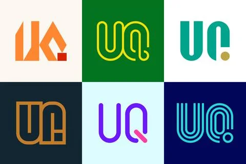 Set of letter UQ logos Stock Illustration