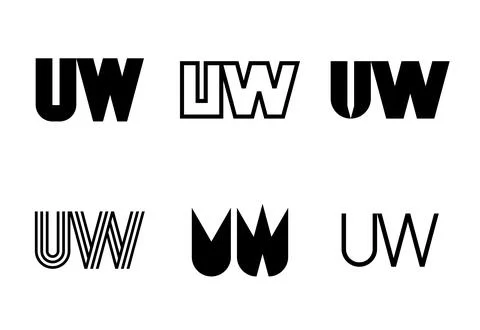 Set of letter UW logos Stock Illustration