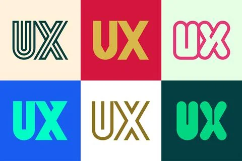 Set of letter UX logos Stock Illustration