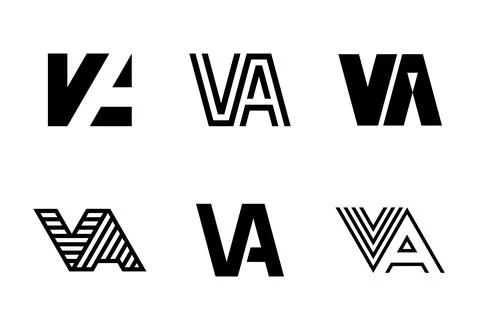 Set of letter VA logos Stock Illustration