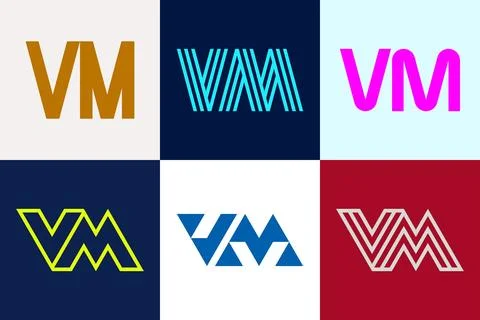Set of letter VM logos Stock Illustration