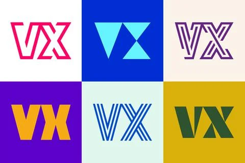 Set of letter VX logos Stock Illustration