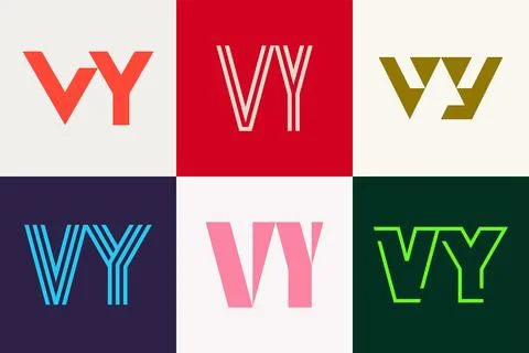Set of letter VY logos Stock Illustration