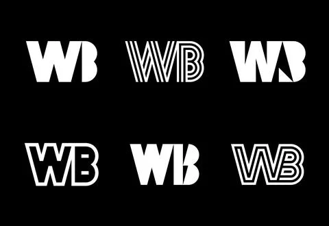 Set of letter WB logos Stock Illustration