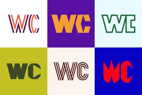 Set of letter WC logos Stock Illustration