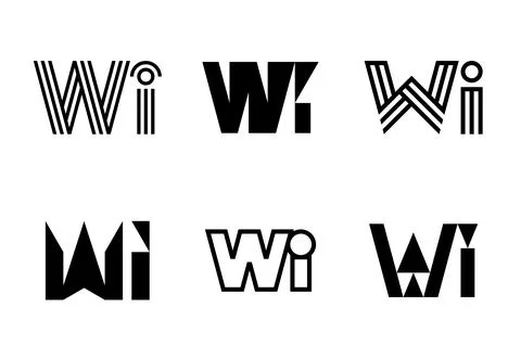 Set of letter WI logos Stock Illustration