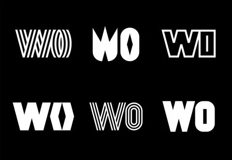 Set of letter WO logos Stock Illustration