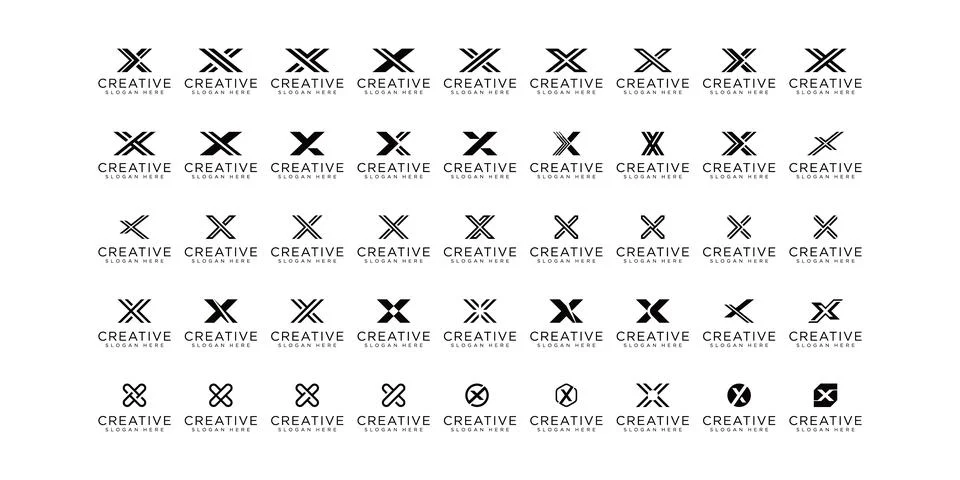 Set of Letter X vector Logo Template Illustration Design Stock Illustration