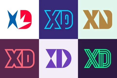 Set of letter XD logos Stock Illustration