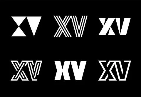 Set of letter XV logos Stock Illustration