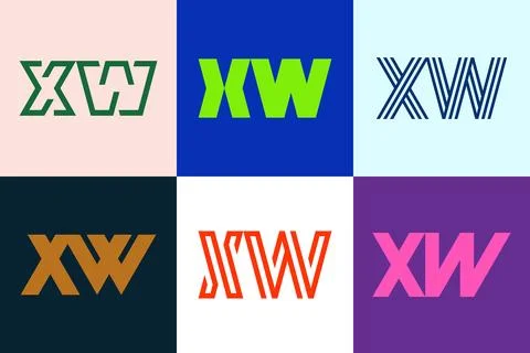 Set of letter XW logos Stock Illustration