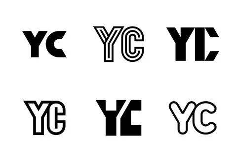 Set of letter YC logos Stock Illustration