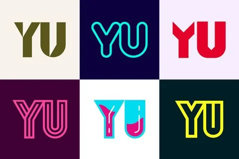 Set of letter YU logos Stock Illustration