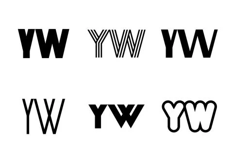 Set of letter YW logos Stock Illustration