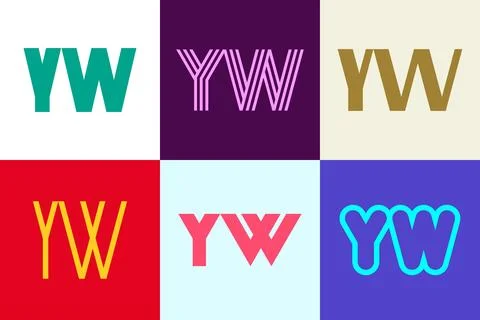 Set of letter YW logos Stock Illustration