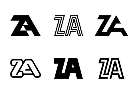 Set of letter ZA logos Stock Illustration