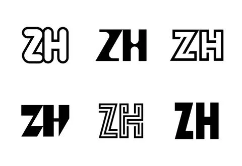 Set of letter ZH logos Stock Illustration