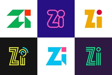 Set of letter ZI logos Stock Illustration
