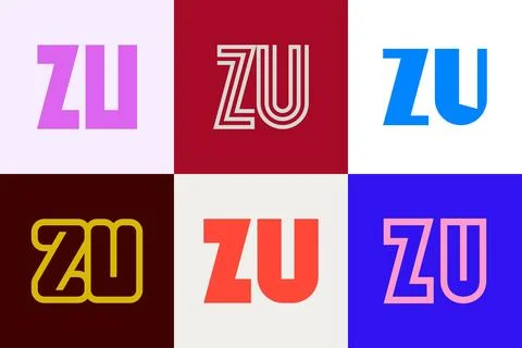 Set of letter ZU logos Stock Illustration