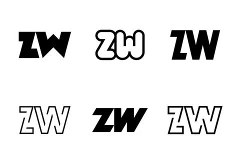 Set of letter ZW logos Stock Illustration