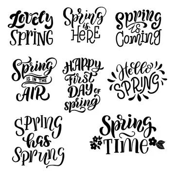 Set of lettering compositions about spring Stock Illustration