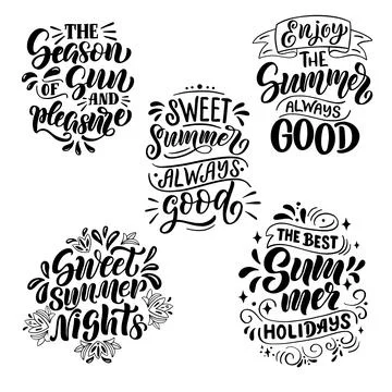Set of lettering compositions about summer Stock Illustration
