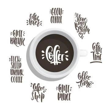 Set of lettering phrases Stock Illustration