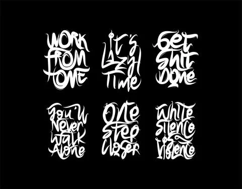 Set lettering text on black background in vector illustration Stock Illustration