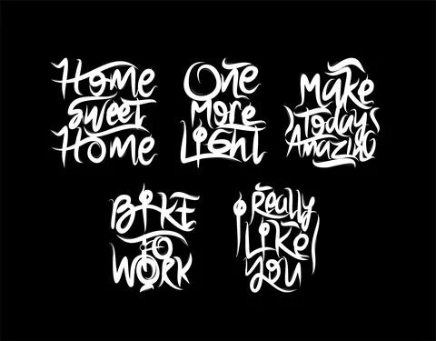 Set lettering Text on black background in vector illustration. Stock Illustration