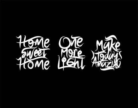 Set lettering Text on black background in vector illustration. Stock Illustration