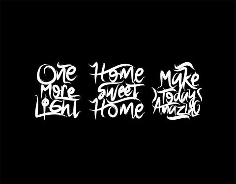 Set lettering Text on black background in vector illustration. Stock Illustration