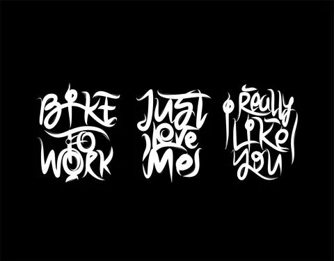 Set lettering Text on black background in vector illustration. Stock Illustration