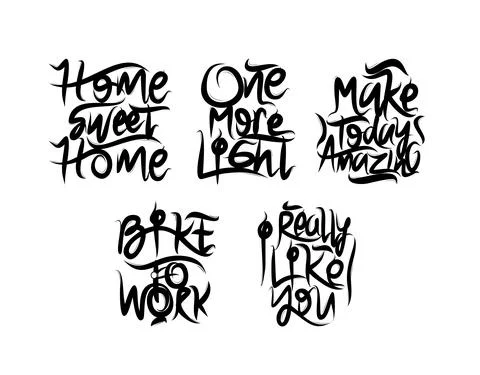 Set lettering Text on white background in vector illustration. Stock Illustration