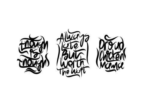 Set lettering Text on white background in vector illustration. Stock Illustration