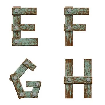 Set of letters from boards with nails. Stockillustratie