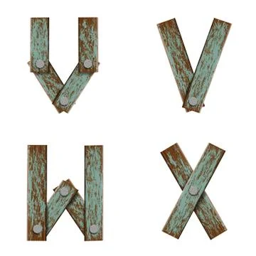 Set of letters from boards with nails. Stockillustratie